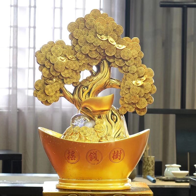 Money tree flowing water decorative items for opening, Rolling decoration store, home decorative items Specification image