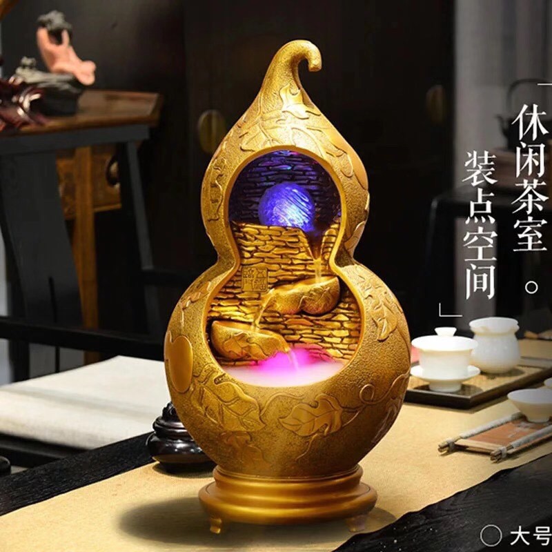 Gourd-shaped flowing water decorative item, Five Blessings Arrive at the door, living room decoration, gift for moving into a new home and opening ceremony details Picture