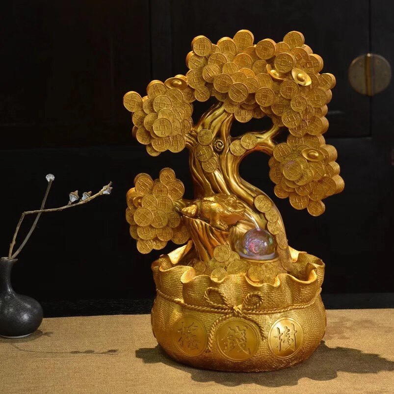 Money tree flowing water decorative items for opening, Rolling decoration store, home decorative items details Picture