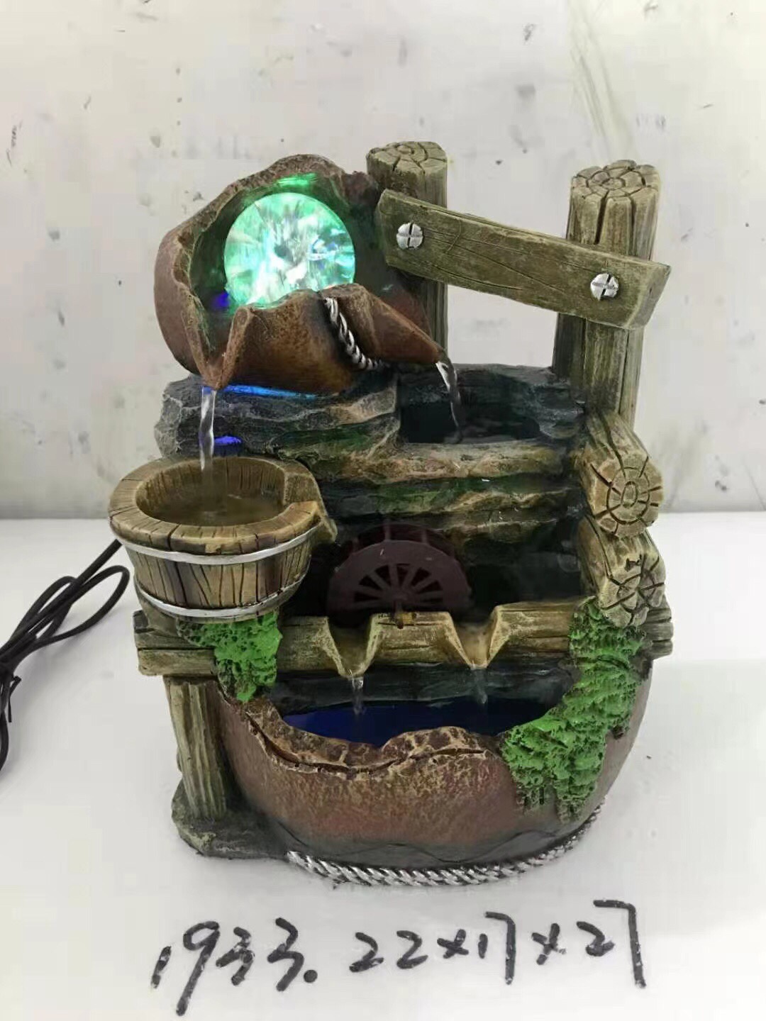 Chinese-style desktop water fountain, circulating water display, TV cabinet, living room, office and home decoration handicrafts details Picture