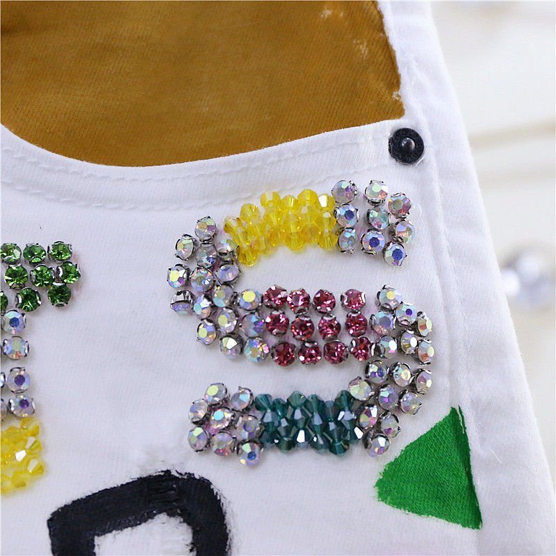 欧洲站2022夏季新款重工字母镶钻显瘦毛边弹力修身白色牛仔短裤女详情图3