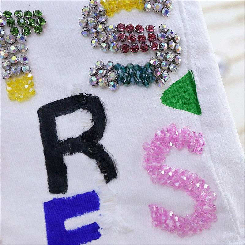 欧洲站2022夏季新款重工字母镶钻显瘦毛边弹力修身白色牛仔短裤女详情图5