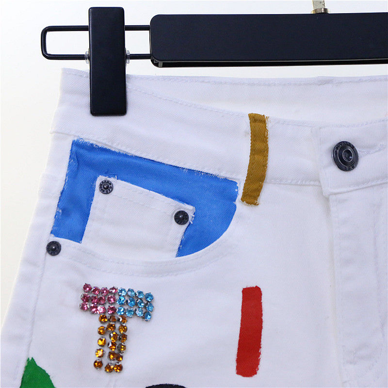 牛仔短裤/女士包裙/欧洲站女牛仔白底实物图