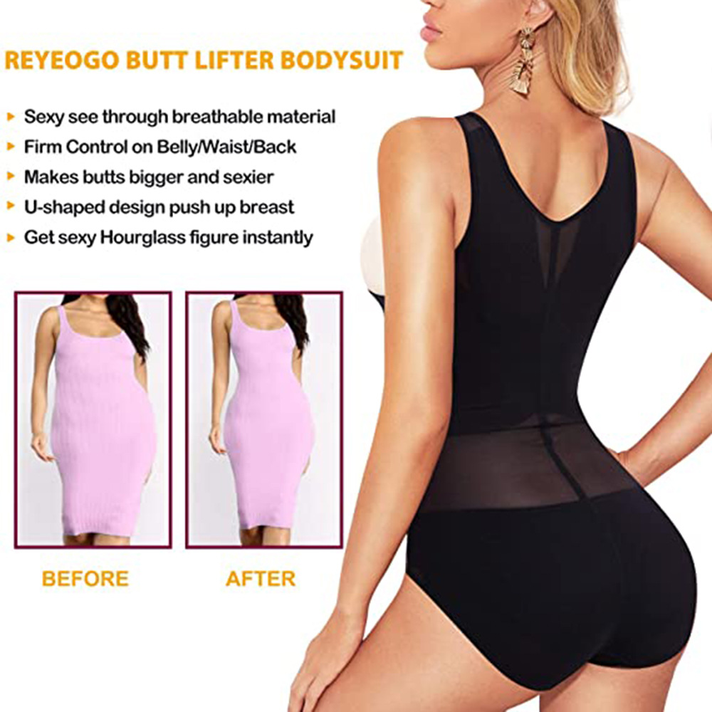 欧美性感轻薄三角排扣网纱塑身衣女健身运动美体塑身内衣不退换详情图8