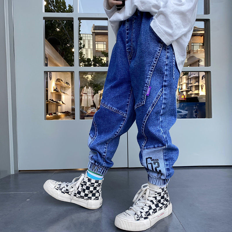 男童裤子儿童牛仔裤2022春夏新款中大童弹力个性宽松休闲时尚长裤