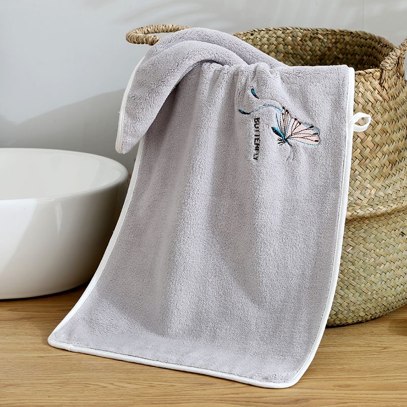 Jinxuan Butterfly Cleansing Towel features fresh and soft colors that are skin-friendly, do not fade or shed hair, and are highly absorbent. It is a coral fleece dry hair towel measuring 35*75cm Application Scenario