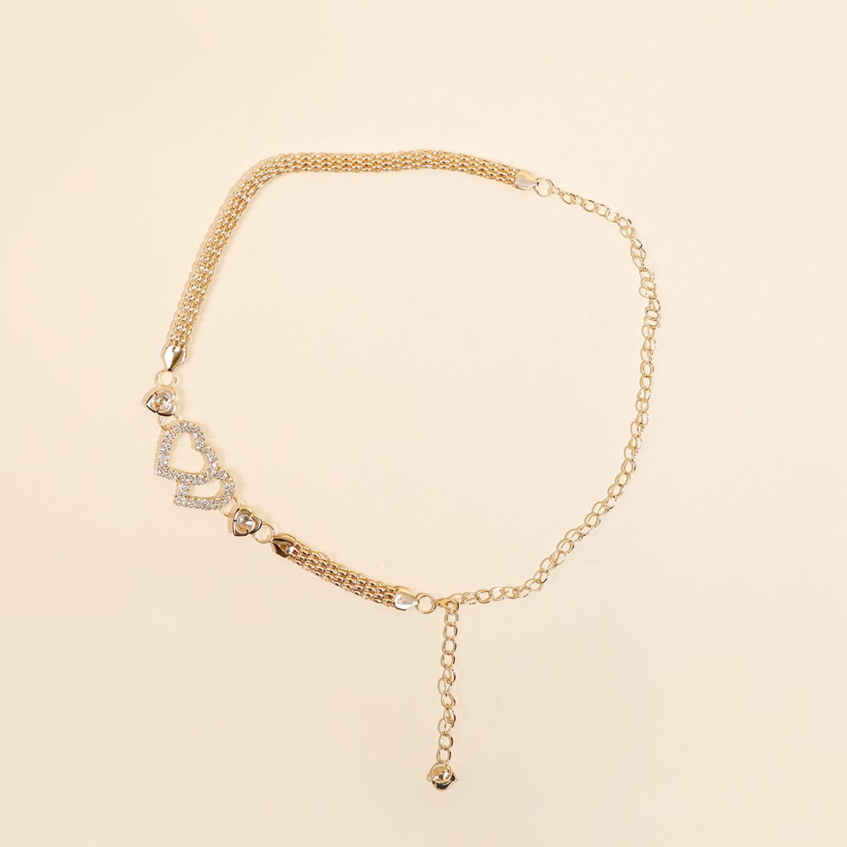 The y58 internet-famous golden metal rhinestone pearl leaf buckle spring elastic band pairs well with the thin waist chain belt of the pants for a trendy female look Application Scenario