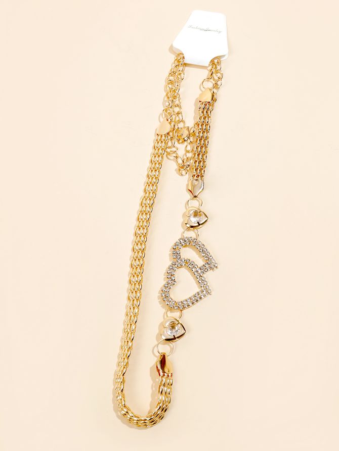 The y58 internet-famous golden metal rhinestone pearl leaf buckle spring elastic band pairs well with the thin waist chain belt of the pants for a trendy female look Specification image