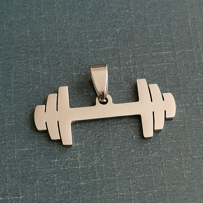 Wholesale of popular European and American style sports and fitness dumbbell necklaces, fashionable barbell couple pendants, autumn and winter sweater chains