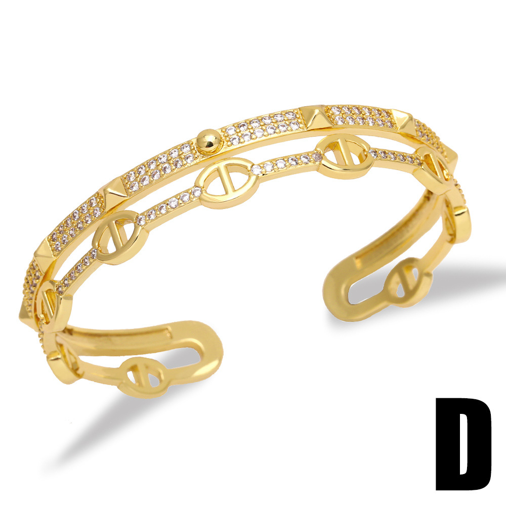 This is an exaggerated and trendy jewelry piece from Europe and America, featuring a fashionable, niche, and light luxury style with a high-end feel. It's an open bracelet for women detail image 5