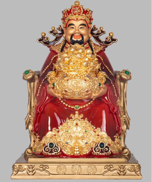 紫竹莲铜聚宝财神元宝财神聚财佛像风水摆件 045