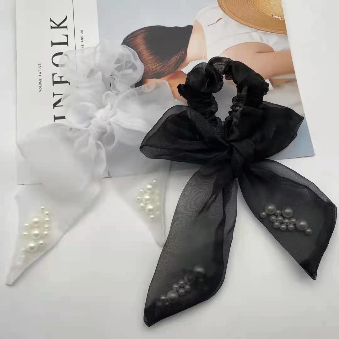 三元饰品 ins欧美爆款  珍珠发圈蝴蝶结发绳
