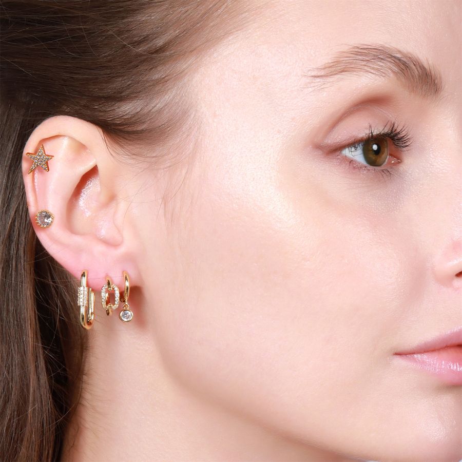 Ins-style new fashion earrings set, five-piece set, earrings, zirconium heart-shaped star geometric ear buckles and stud earrings Specification image
