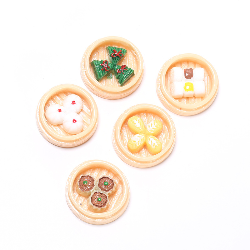 仿真食玩 树脂小笼包蒸饺 奶油胶手机壳文具盒 发饰发卡钥匙扣DIY 