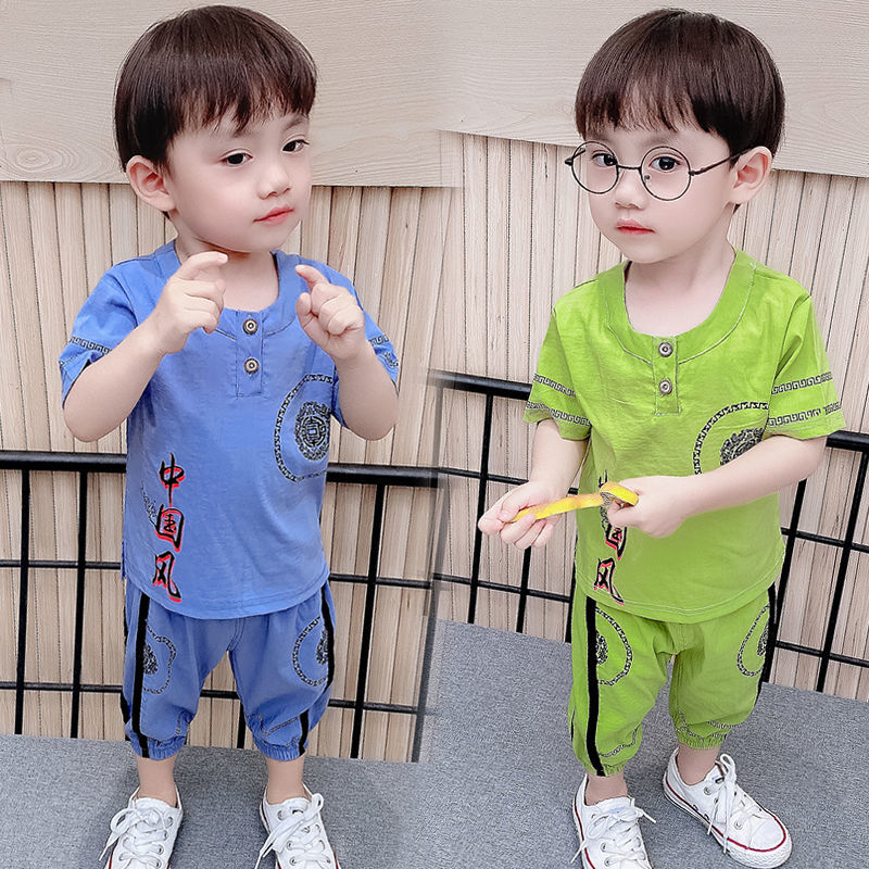 儿童古装汉服正版原创夏天短袖男童中国风套装明制改良小孩子唐装