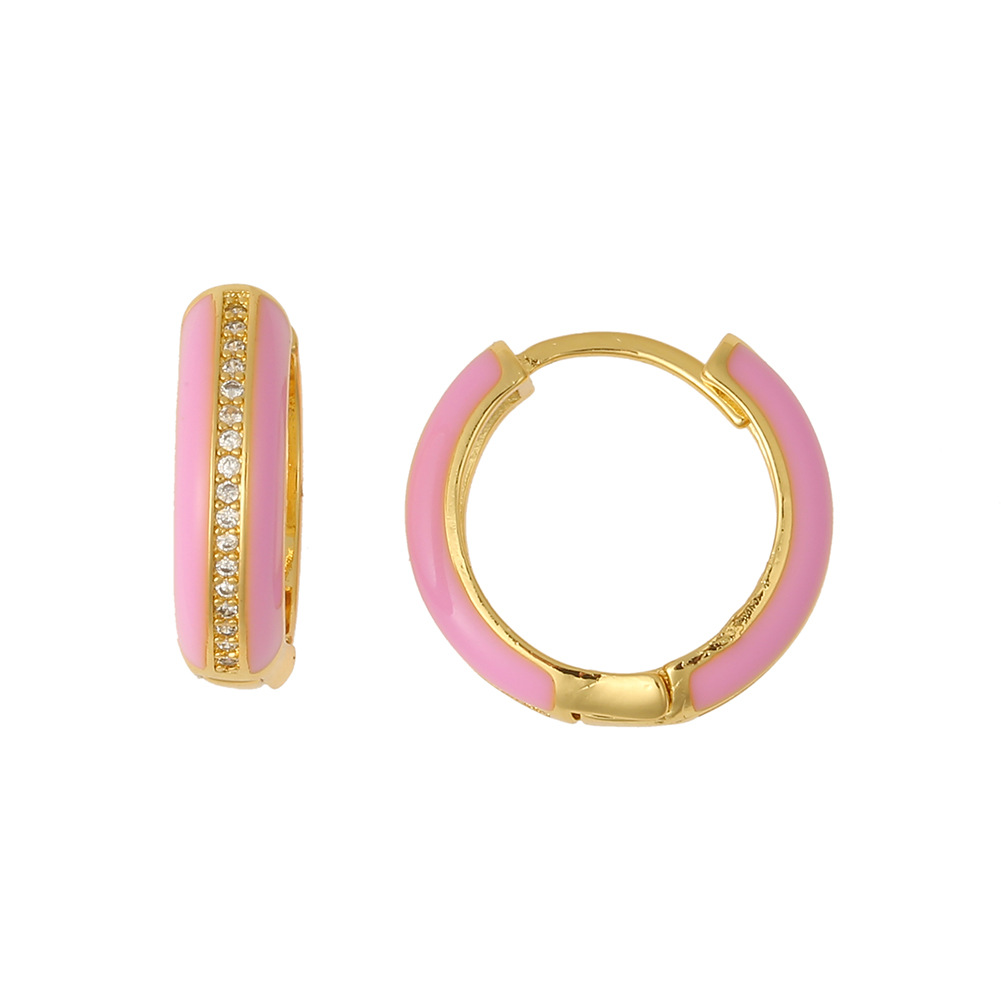 wish Independent Station Cross-border trade source round oil-dripping diamond earrings, retro stud earrings, ear buckles, ear pendants, ear buckles for women detail image 4