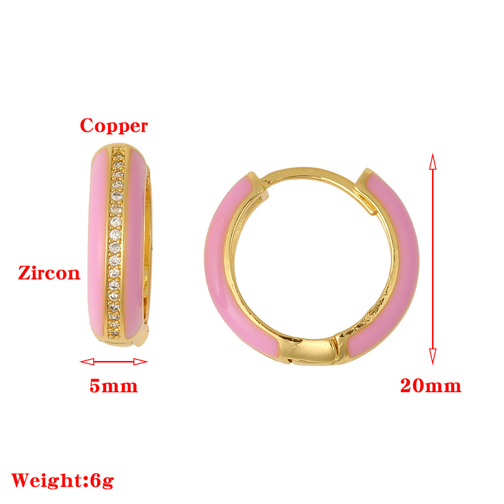 wish Independent Station Cross-border trade source round oil-dripping diamond earrings, retro stud earrings, ear buckles, ear pendants, ear buckles for women detail image 9
