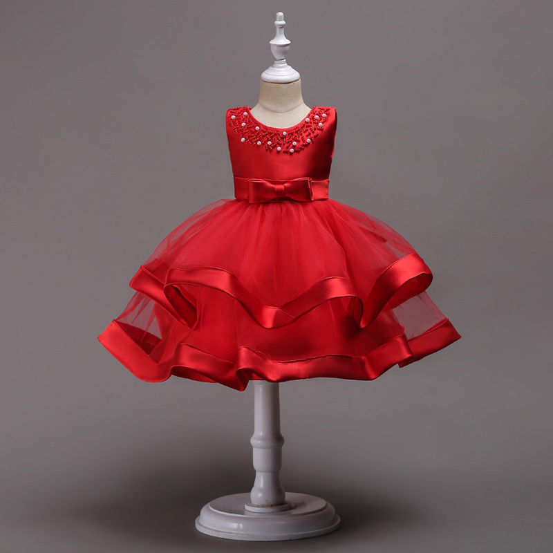 女童连衣裙夏季2022新款洋气儿童蛋糕裙公主礼服裙花童蓬蓬纱裙