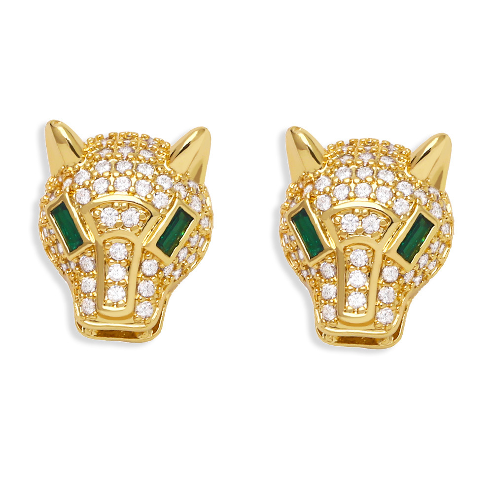 Cross-border European and American fashion exaggerated leopard head stud earrings for women on Instagram, trendy, niche, light luxury and high-end leopard head earrings