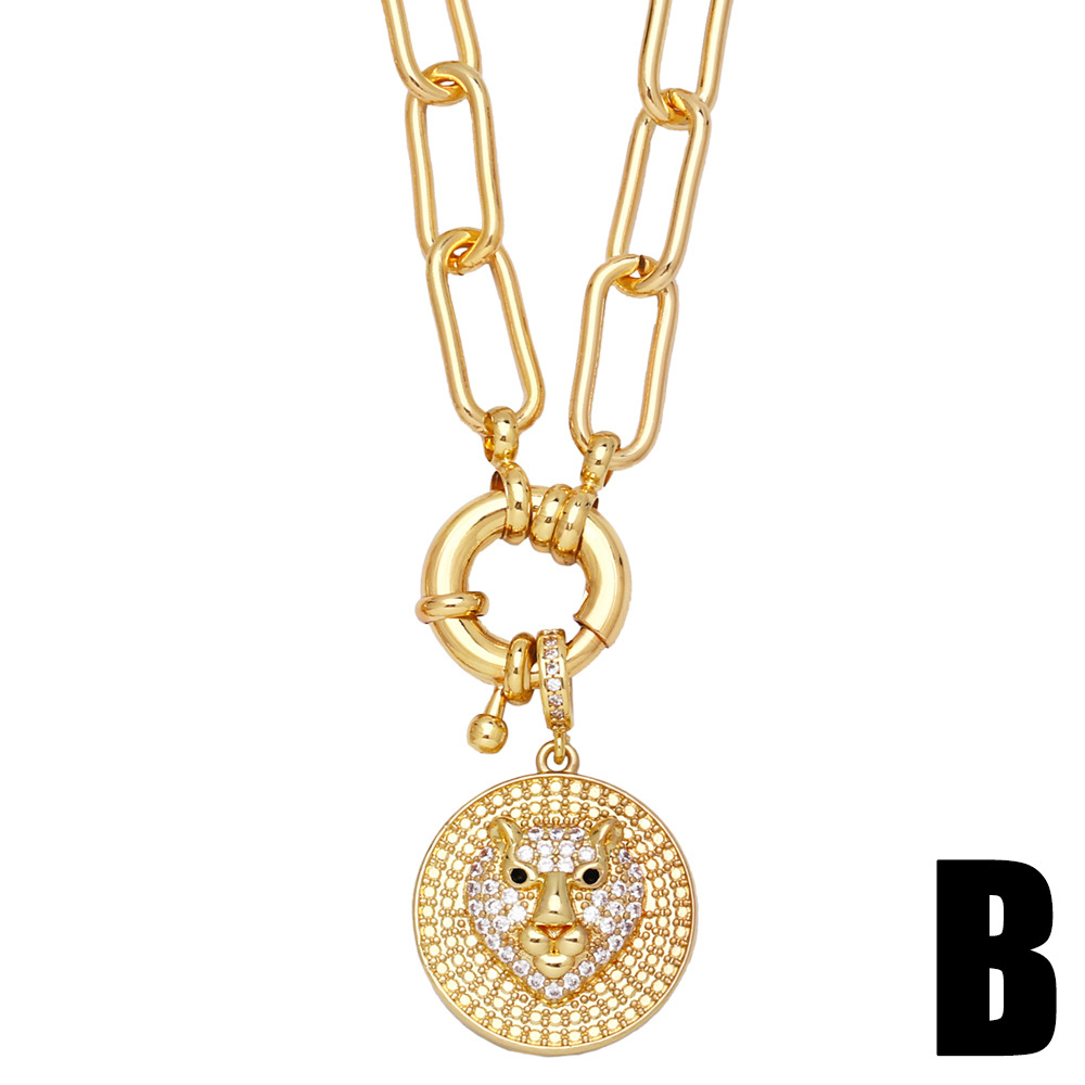 Leopard head necklace, Instagram influencer hip-hop street thick chain collarbone chain, niche European and American heavy industry neck chain detail image 3