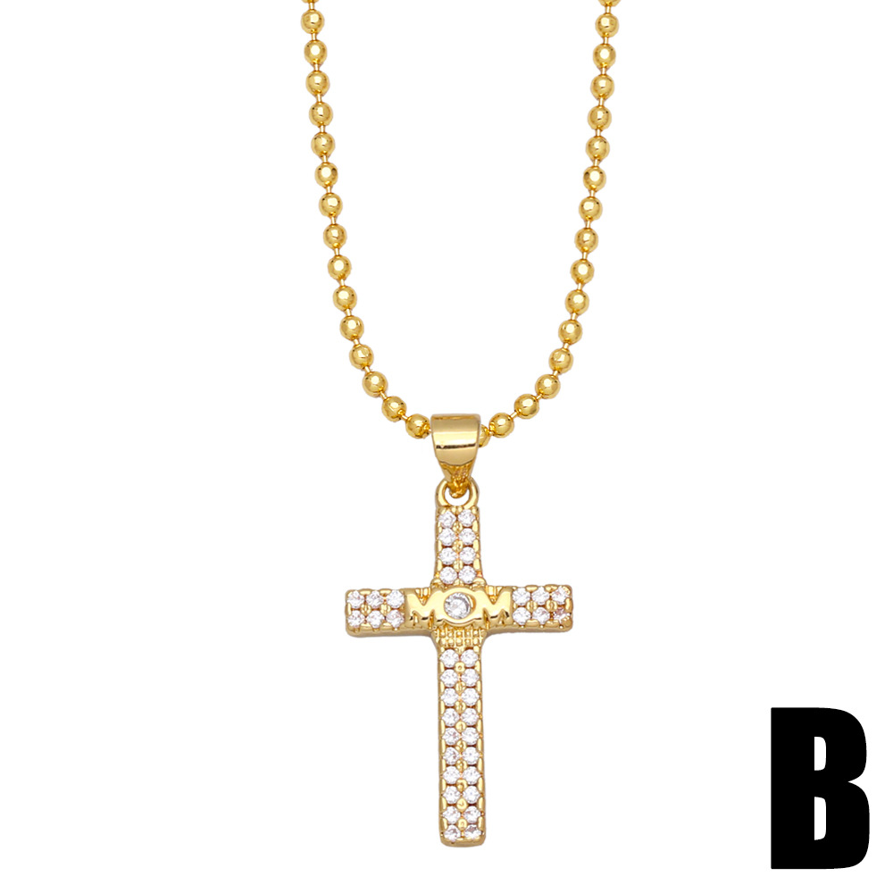 European and American cross-border simple and fashionable cross necklace for women with colorful diamonds and five-pointed stars, retro and creative collarbone chain Specification image
