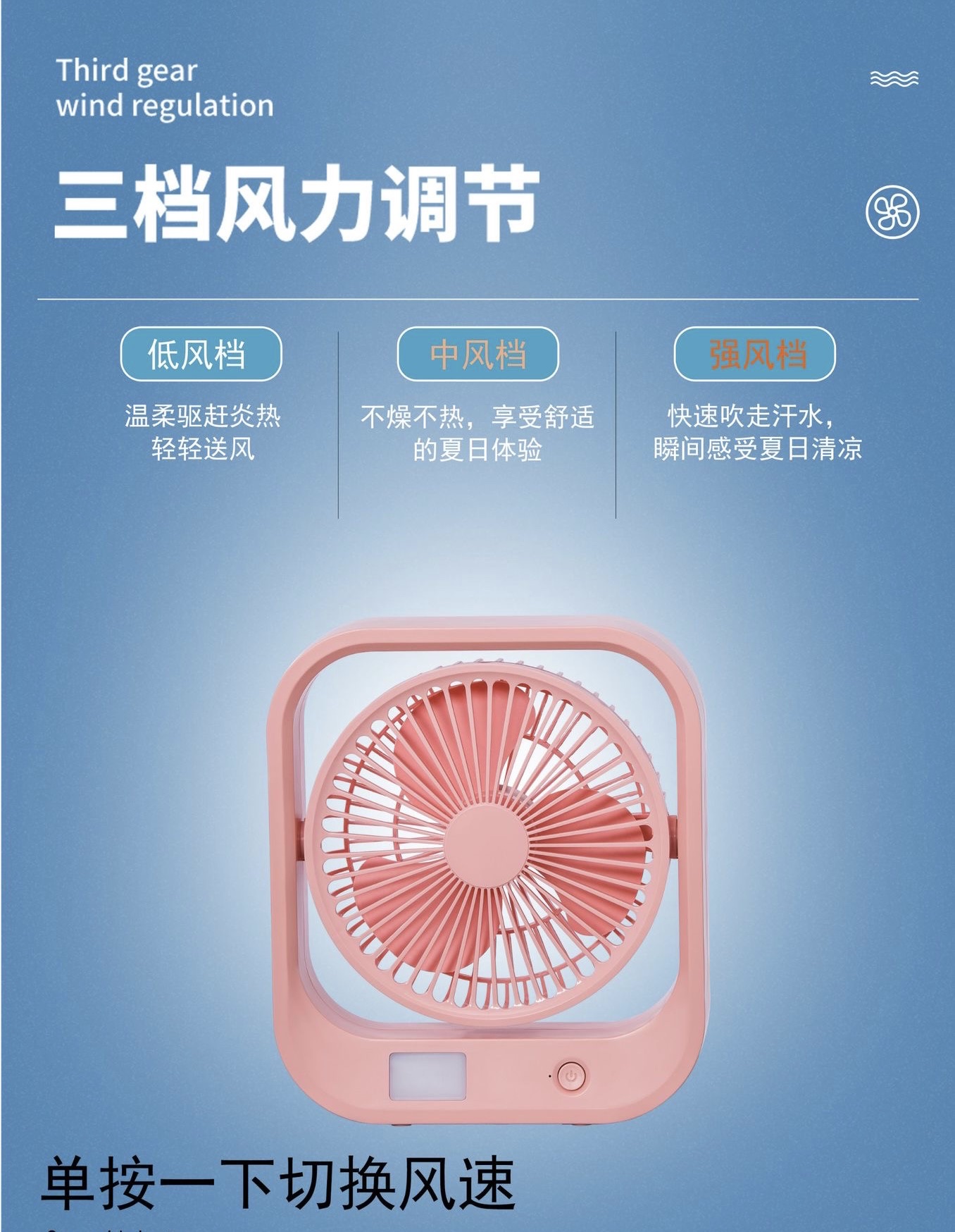 Summer 6-inch student dormitory desk with light charging, office desk, popular supplementary light SUB small fan Specification image