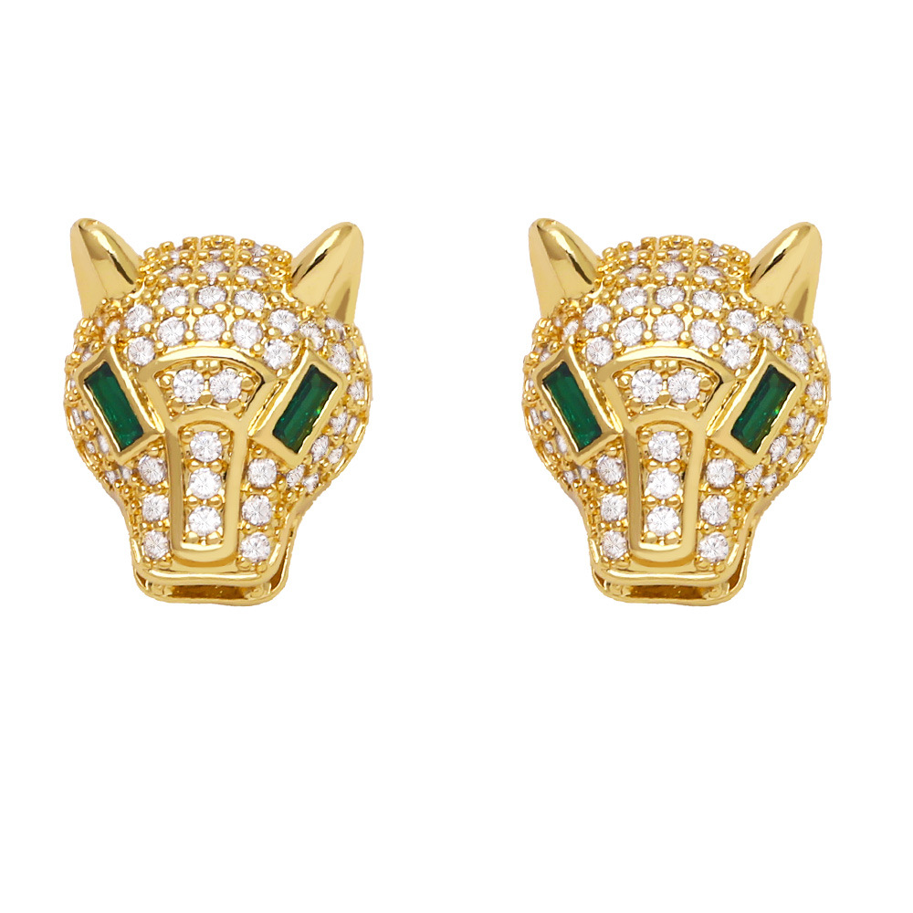 Cross-border European and American fashion exaggerated leopard head stud earrings for women on Instagram, trendy, niche, light luxury and high-end leopard head earrings detail image 5