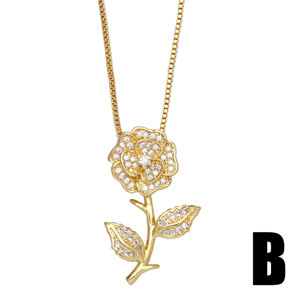 A new cross-border European and American fashion zircon heart-shaped pendant necklace, a niche and light luxury rose collarbone chain for women detail image 3