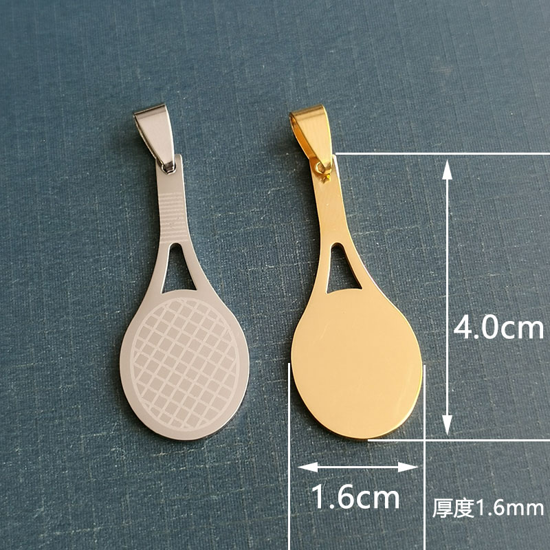 Badminton rackets, titanium steel necklaces, fitness and sports stainless steel pendants and other accessories are selling well in wholesale for foreign trade detail image 2