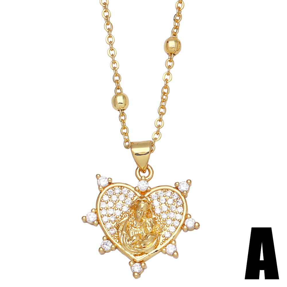 A new cross-border European and American fashion zircon heart-shaped pendant necklace, a niche and light luxury rose collarbone chain for women detail image 2