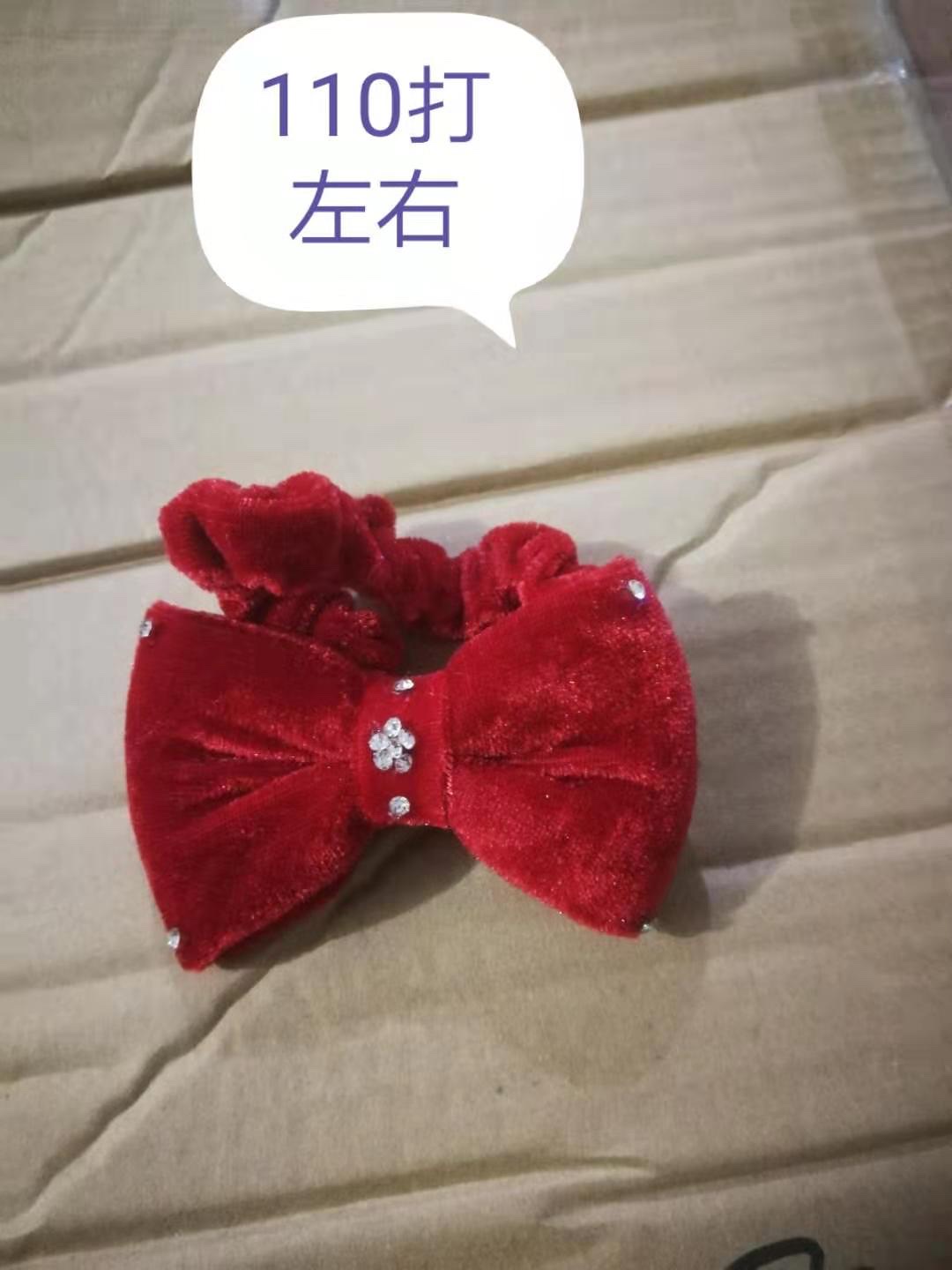 点钻绒布小领结头圈，韩国流行发饰梅花点钻手法，四角带四钻瑾灵饰品01