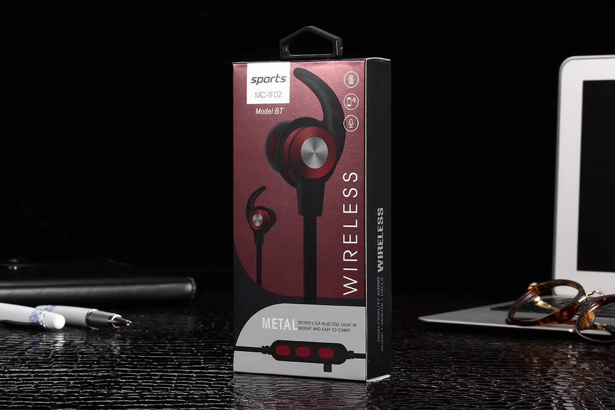 The sports Bluetooth headphones are comfortable to wear and come with a microphone details Picture