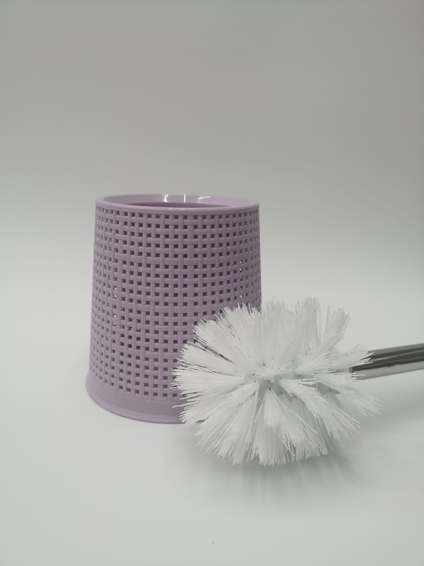 马桶刷套装/混色/塑料不锈钢管白底实物图