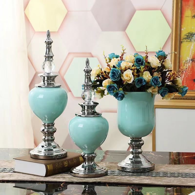Nordic creative light luxury ceramic vases for entrance hall decoration cabinets, jars, flower vases, ornaments, wedding and hotel soft furnishings, living room display stands, handicrafts and gifts wholesale, small sizes Specification image
