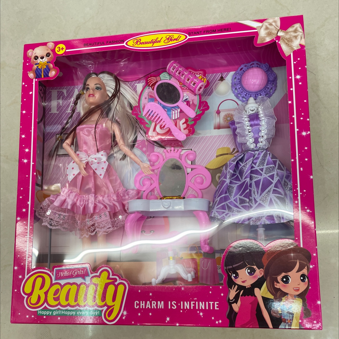 Boxed dolls, three colors mixed and matched
