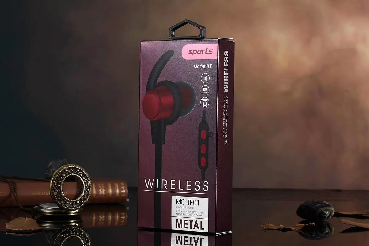 The sports Bluetooth headphones are comfortable to wear and come with a microphone Item Picture