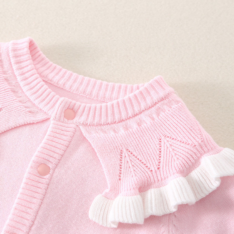 春秋婴儿衣服加绒满月公主服女宝宝红色连体毛衣百天拍照针织爬服详情图5