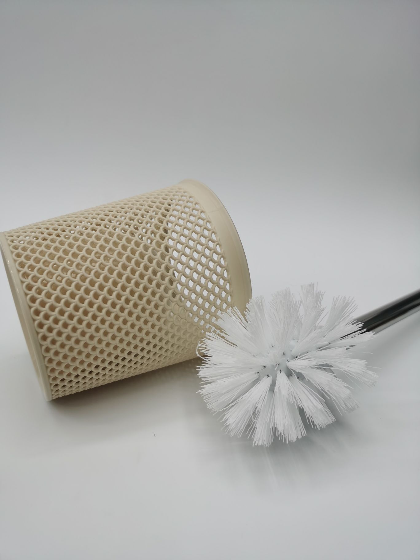 马桶刷套装/混色/塑料不锈钢管白底实物图