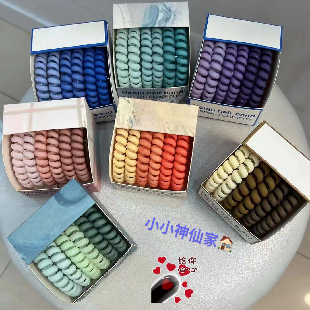 Fashionable matte telephone line hair tie headwear, ponytail leather band women's hair tie, durable high-elasticity hair tie and hair accessory