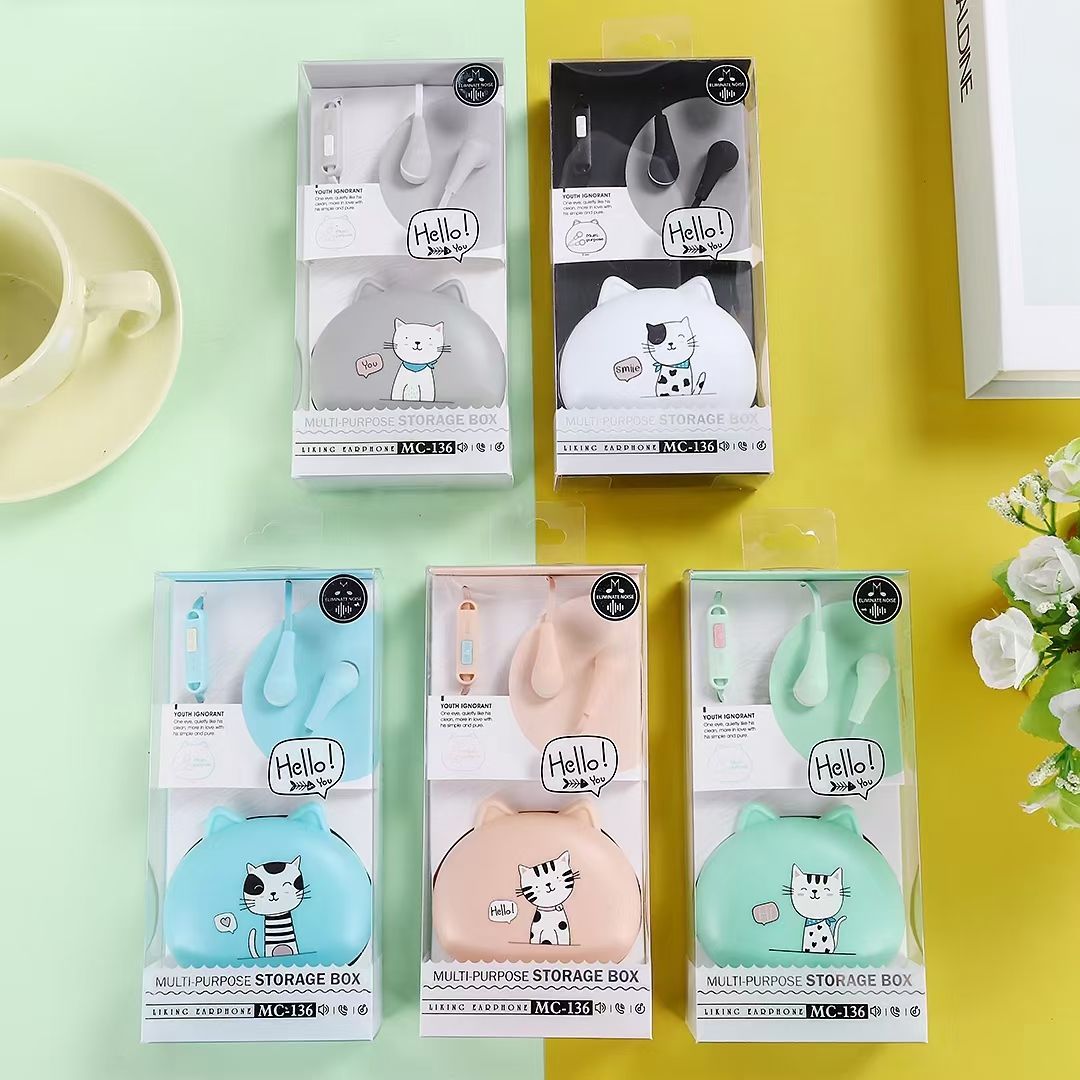 The MC-136 cartoon headphones are in-ear headphones with microphone and line control, suitable for Apple, Android and Huawei mobile phones. They offer deep bass details Picture