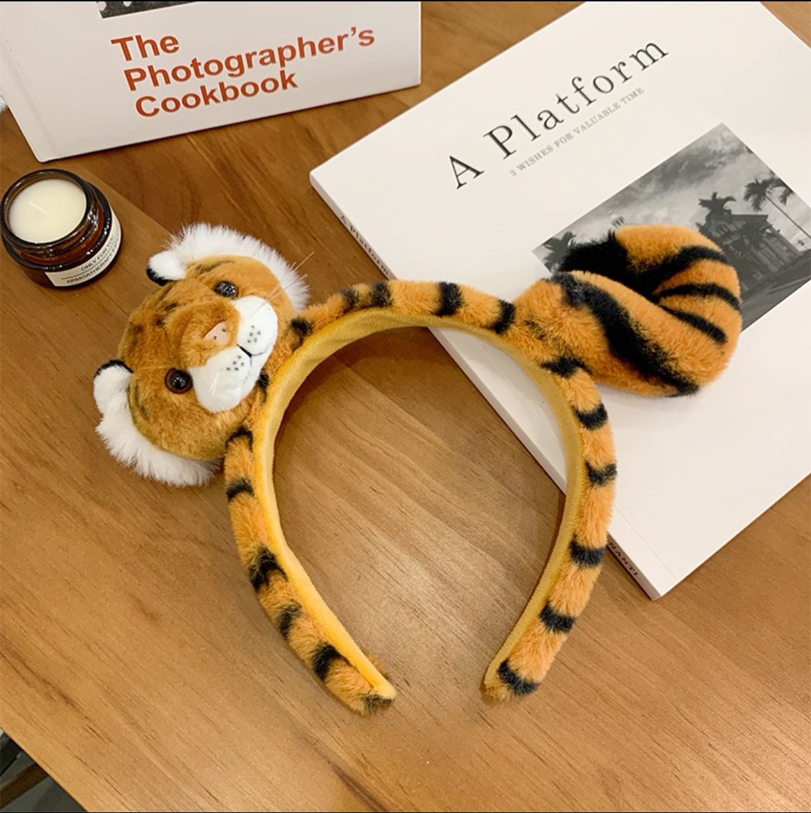 可爱老虎发箍2022新年头饰表演拍照压发头箍老虎耳朵毛绒发夹圣诞详情图8