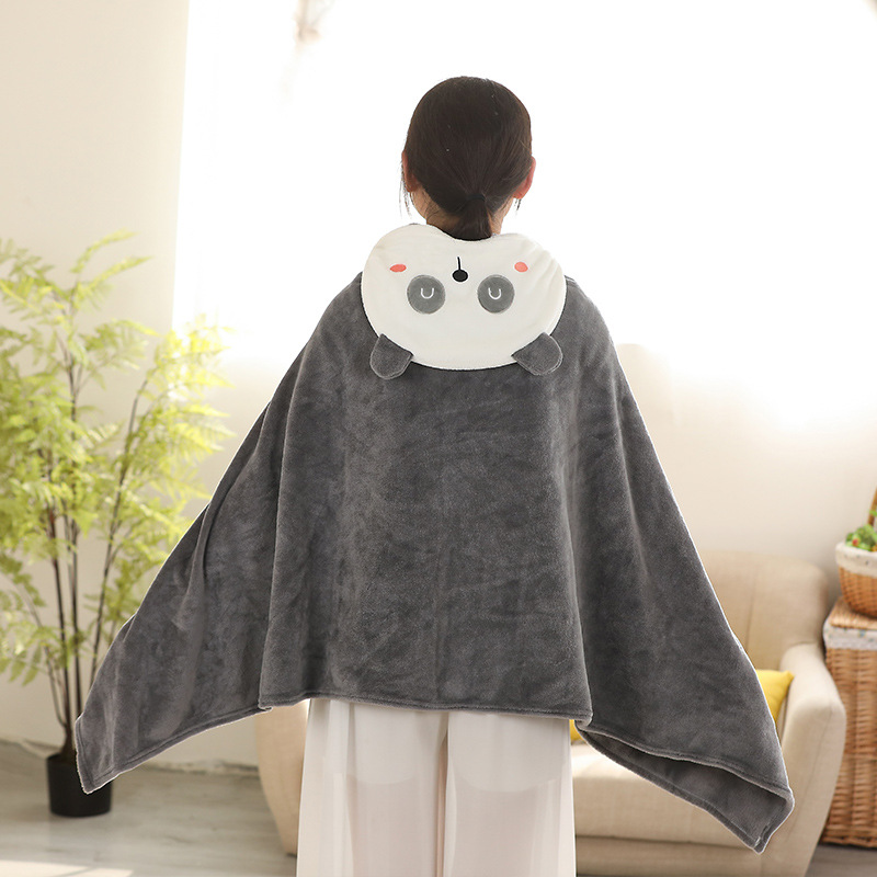 Autumn and winter cartoon animal cape, cloak, dinosaur, penguin, flannel blanket, student shawl, cover blanket, custom-made 80*140cm, 100*140cm detail image 3