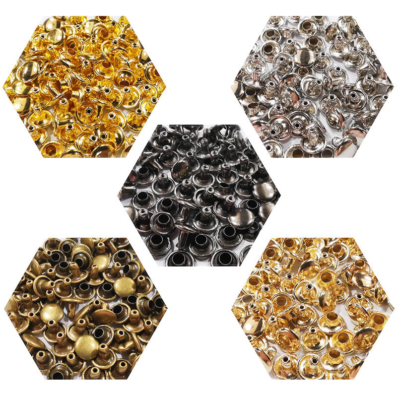 Wholesale from the original manufacturer of double-sided willow rivets for diy clothing and accessories bags, straps, round mother and child rivets, and double-sided collision rivets Specification image