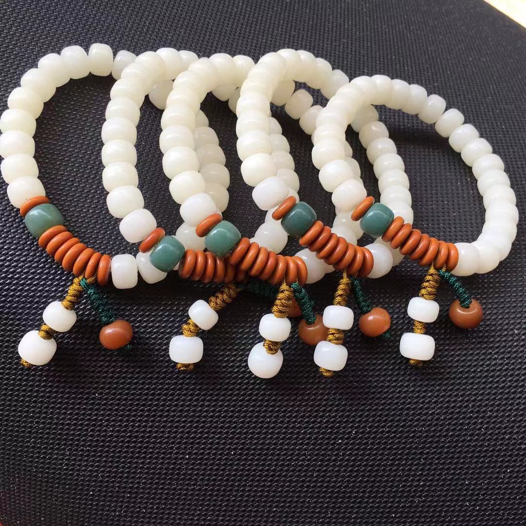 菩提根手链/饰品手珠手串/白玉菩提子白底实物图