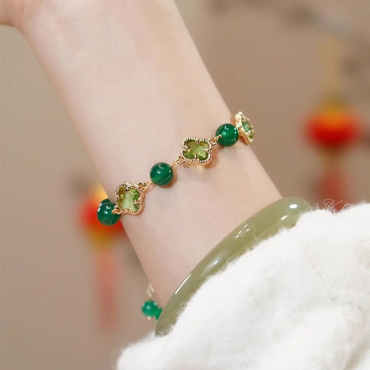 绿玛瑙手链/四叶草手链/时尚饰品手链产品图