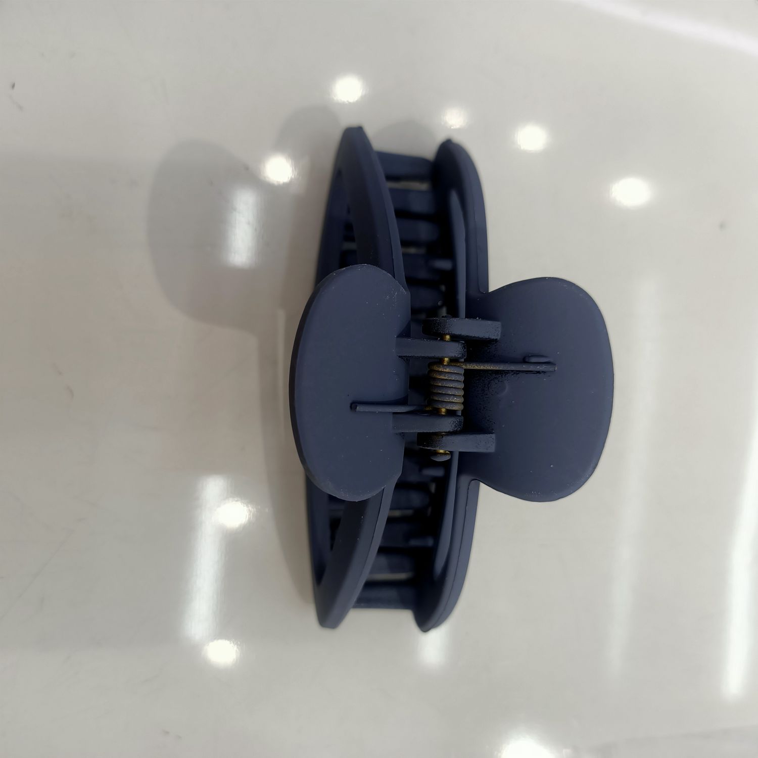 韩版时尚新款简约洋气女生塑料抓夹半圆紫色4575婷婷饰品详情图4