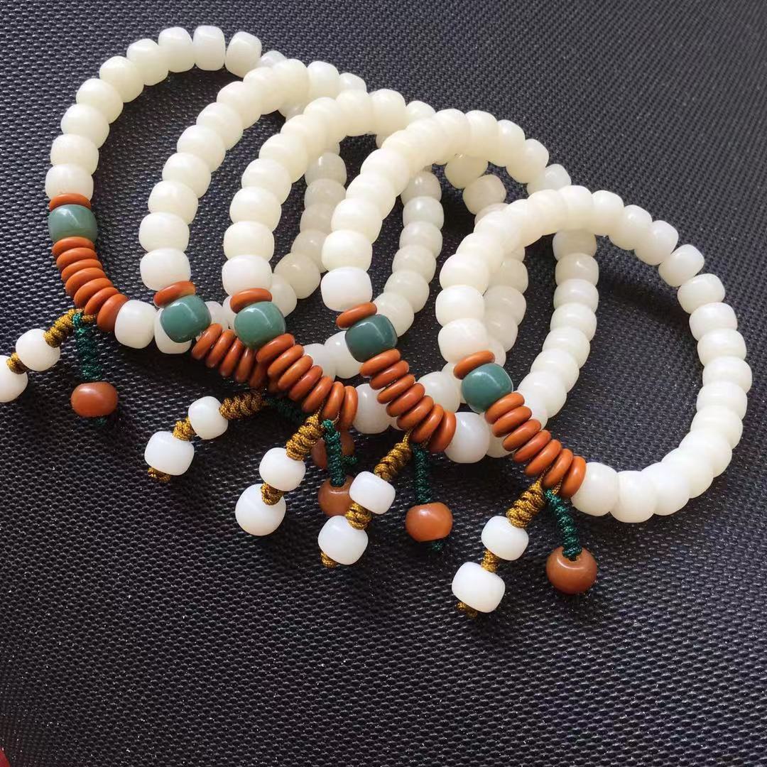 厂家供应菩提根佛珠手链  白菩提根桶珠手串 阴皮菩提根流行饰品手链御明轩7＊9mm详情图7