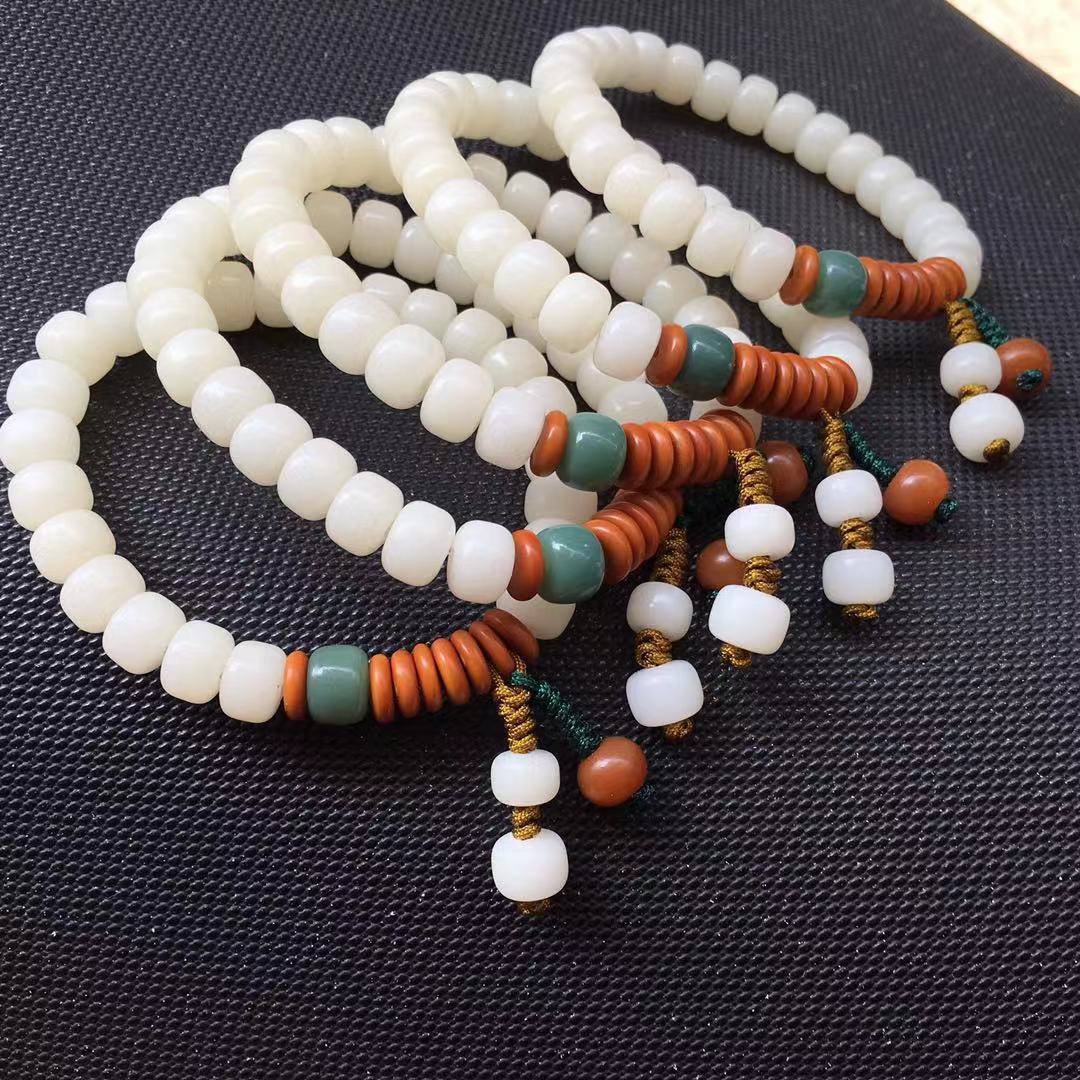 厂家供应菩提根佛珠手链  白菩提根桶珠手串 阴皮菩提根流行饰品手链御明轩7＊9mm详情图8