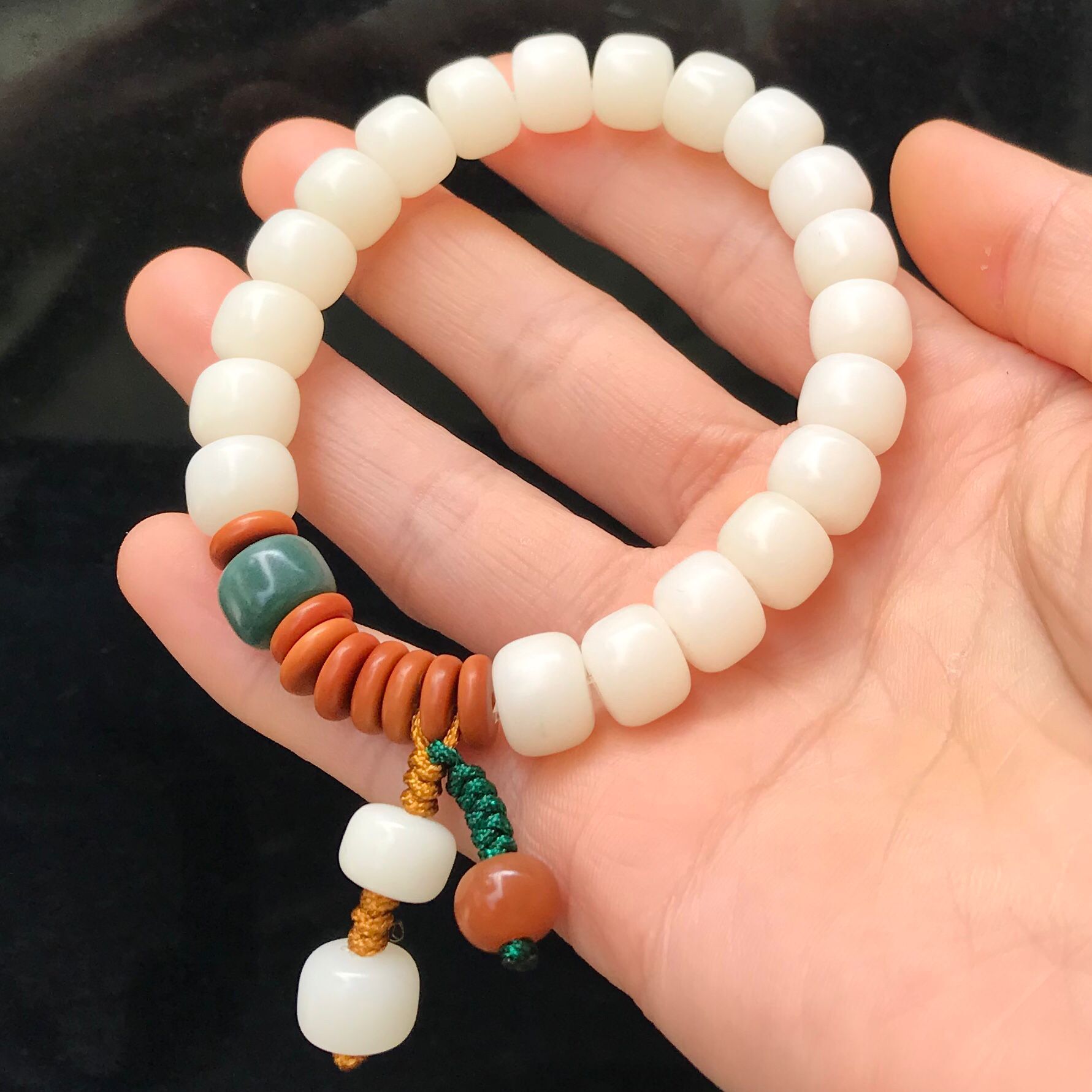 厂家供应菩提根佛珠手链  白菩提根桶珠手串 阴皮菩提根流行饰品手链御明轩7＊9mm详情图4