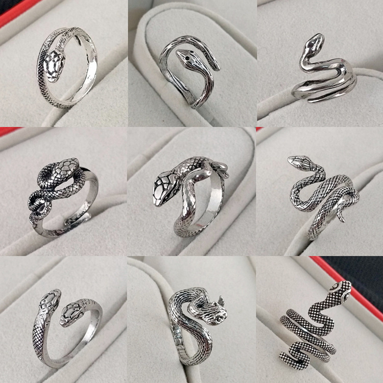 9 snake-shaped rings, priced at 3.8 each. Fashionable Korean-style trendy ring, suitable for both men and women